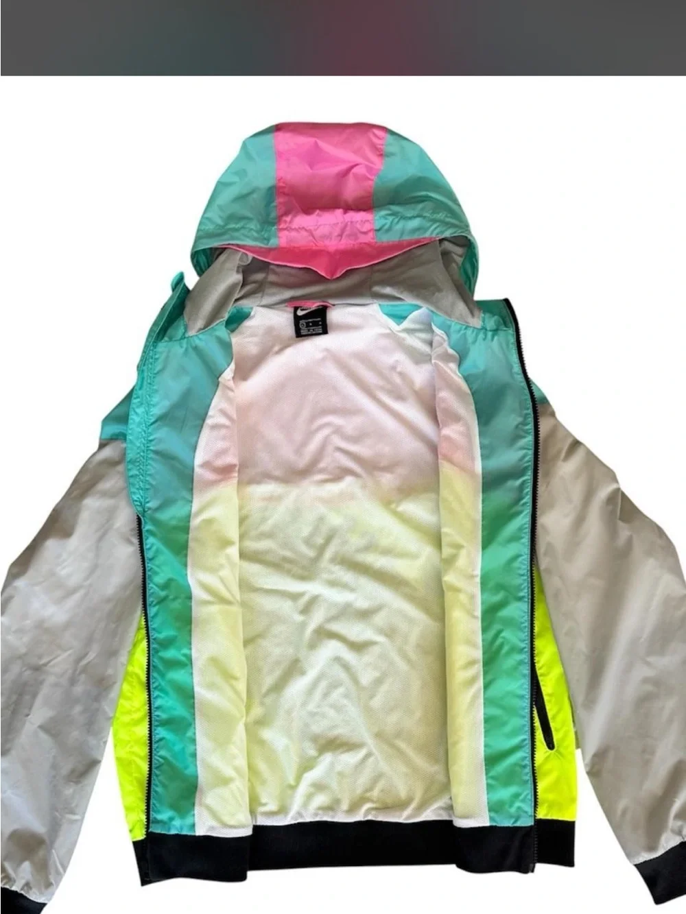 Nike men’s Heritage Windrunner Men's zip breaker Jacket neon yellow pink Sz L